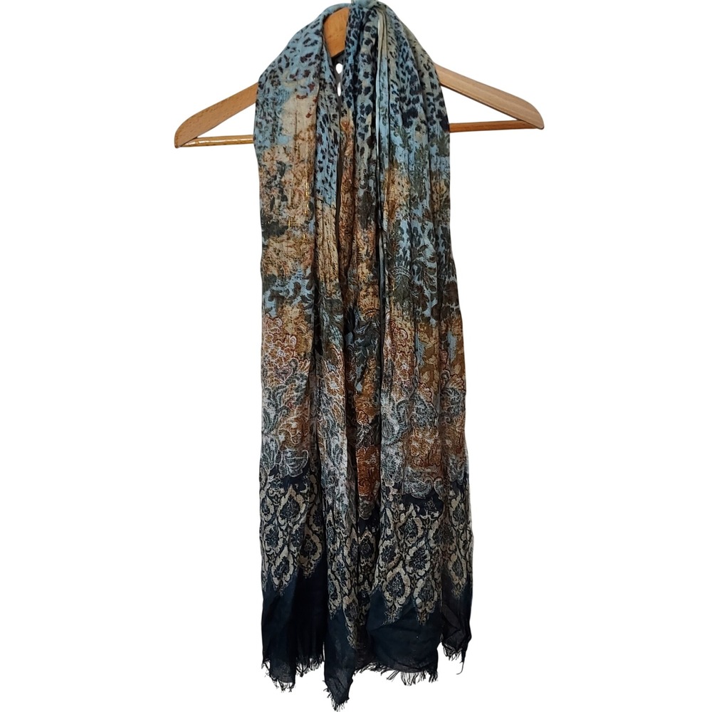 Women's Lightweight Abstract Animal Floral Paisley Scarf Blue Brown Black Boho
